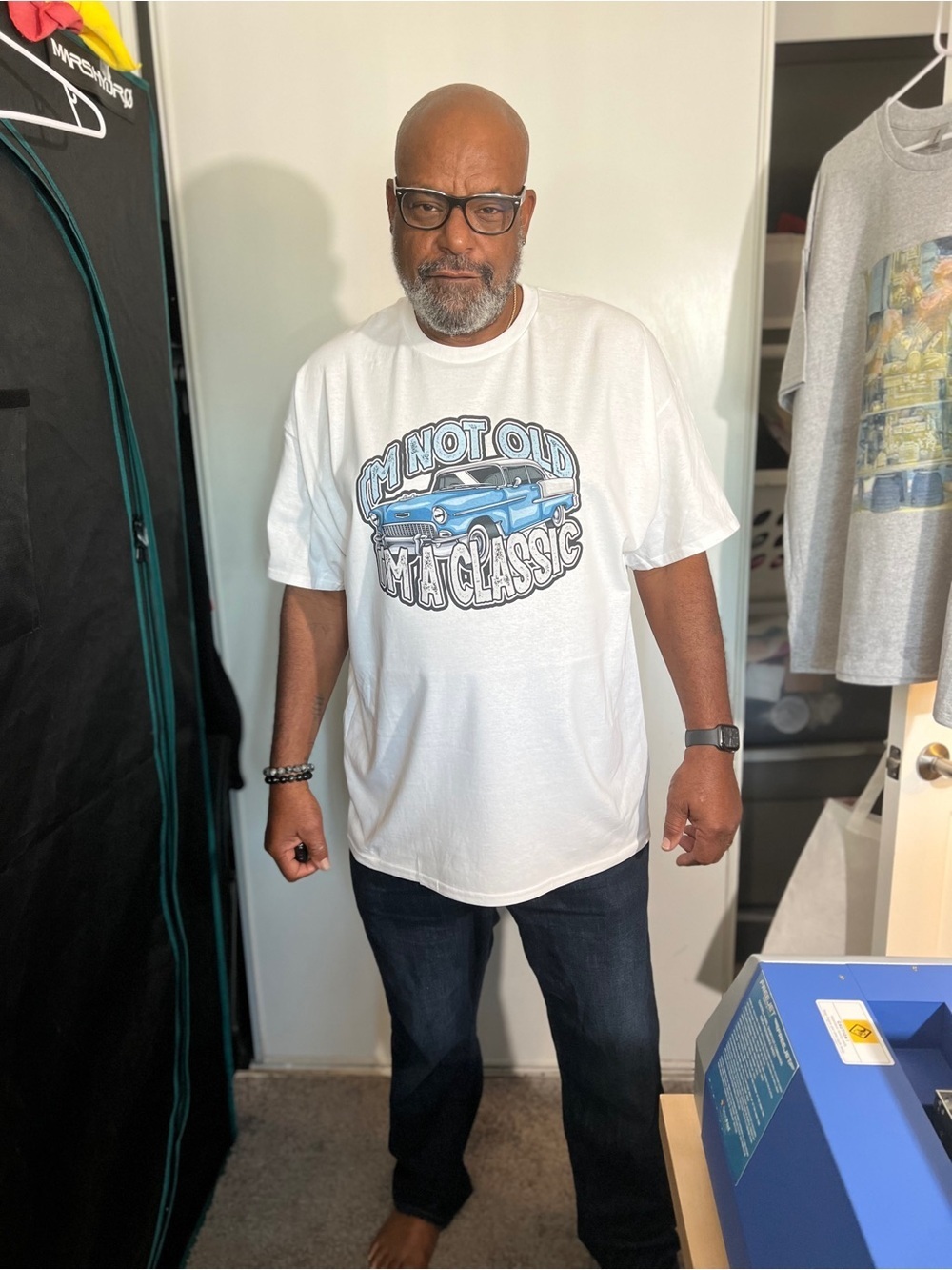 Hanes Black Graphic Tee with Blue Classic Car - Picture 5 of 7